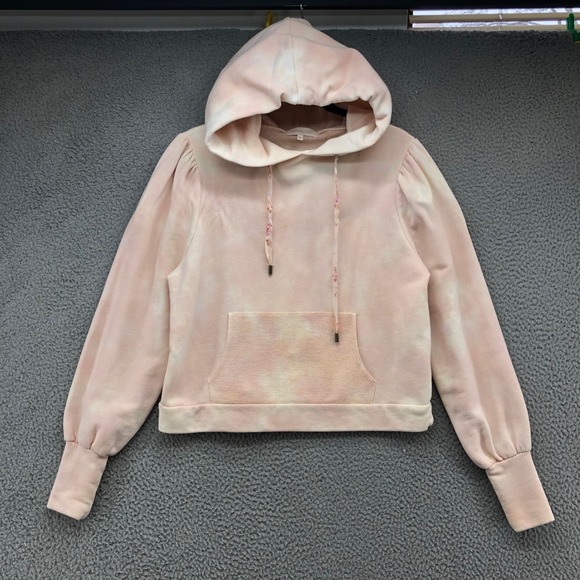 LoveShackFancy Tops - Love Shack Fancy Hoodie Sweatshirt Womens Medium Crop Pink Tie Dye Pullover